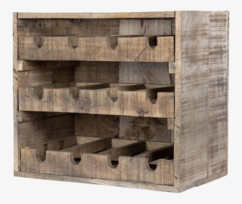 Bild av rustik vinlåda i antikt trä med tre hyllnivåer