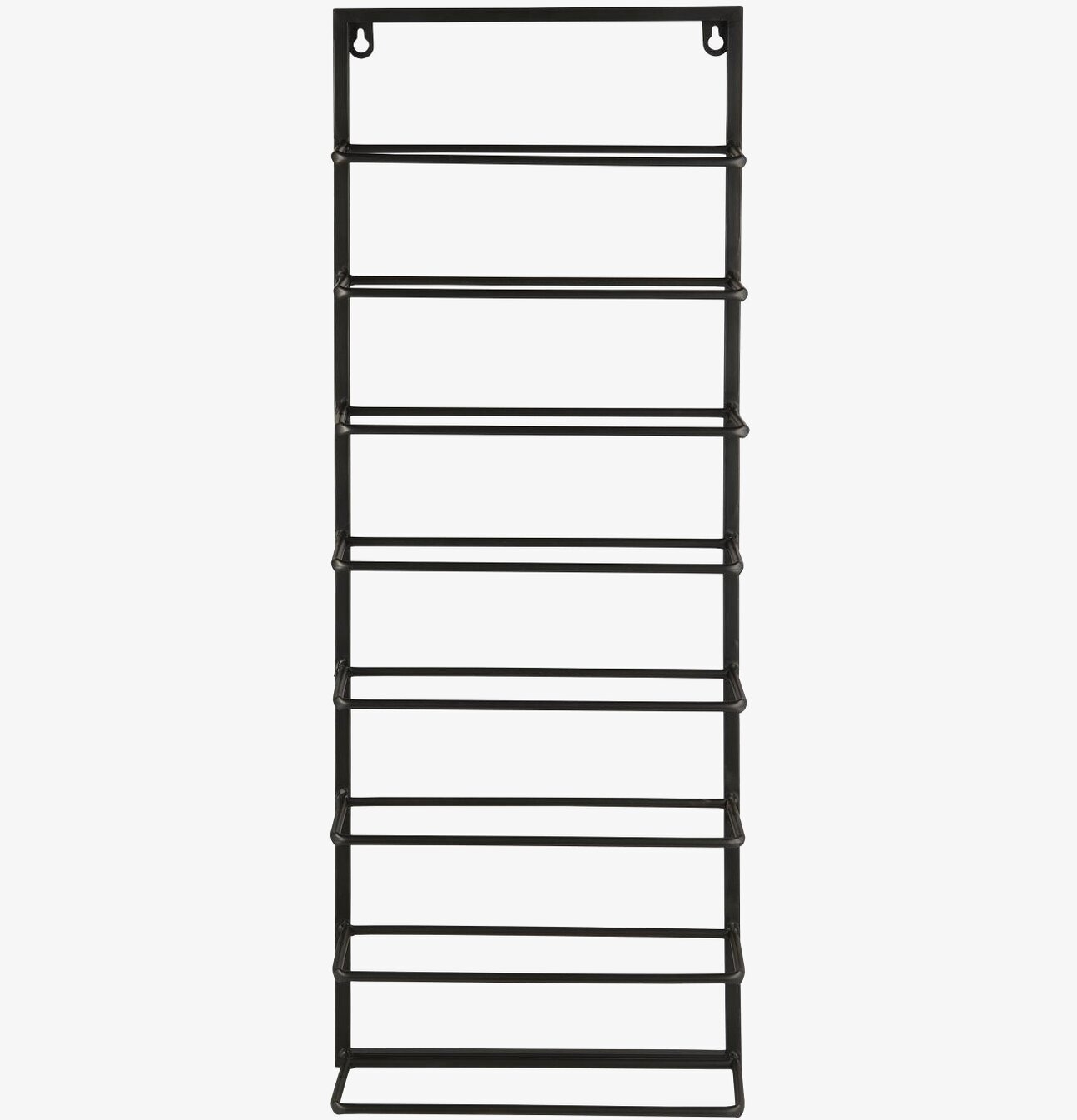 Bild av svart vinställ i metall för väggmontering