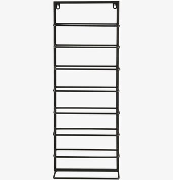Bild av svart vinställ i metall för väggmontering