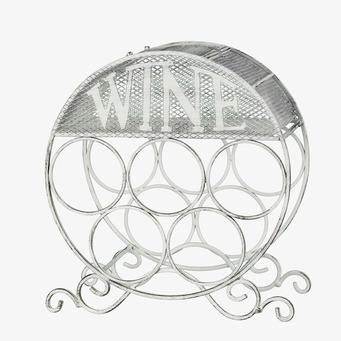 Foto av antikvitt vinställ i metall för sex flaskor