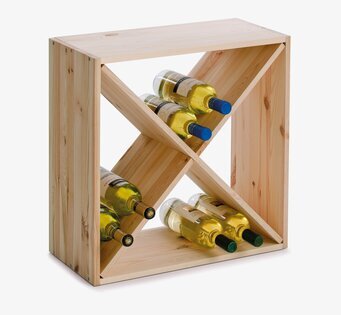 Bild av elegant vinställ för 24 flaskor i furu trä