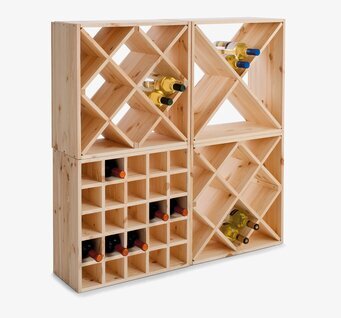 Foto av vinställ i furu för 24 flaskor med kryssmönster