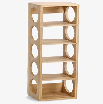 Bild av bambu vinställ för fem flaskor i tidlös design