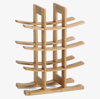 Bild av bambu vinställ för tolv flaskor i vertikal design