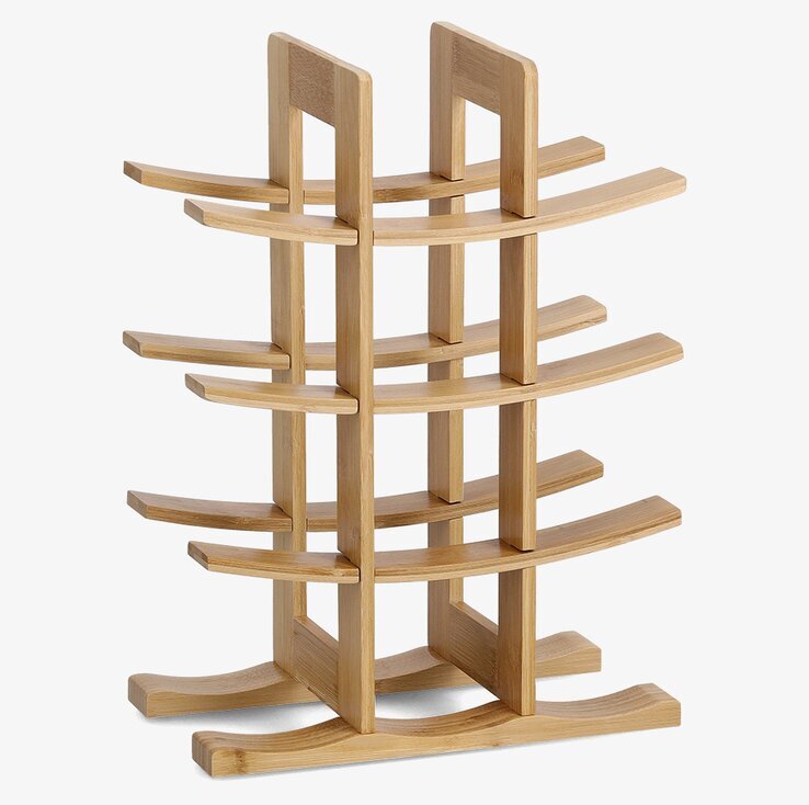 Bild av bambu vinställ för tolv flaskor i vertikal design