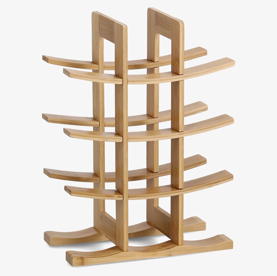 Bild av bambu vinställ för tolv flaskor i vertikal design
