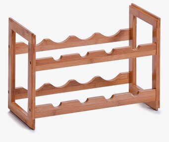 Foto av stilrent vinställ i bambu för åtta flaskor