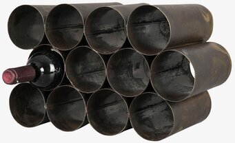 Bild: Rustikt vinställ i antikbrun metall med nio sektioner