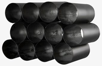 Bild av stilrent vinställ i svart med cylindrisk design