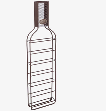 Bild av väggmonterat vinställ i metallform av flaska